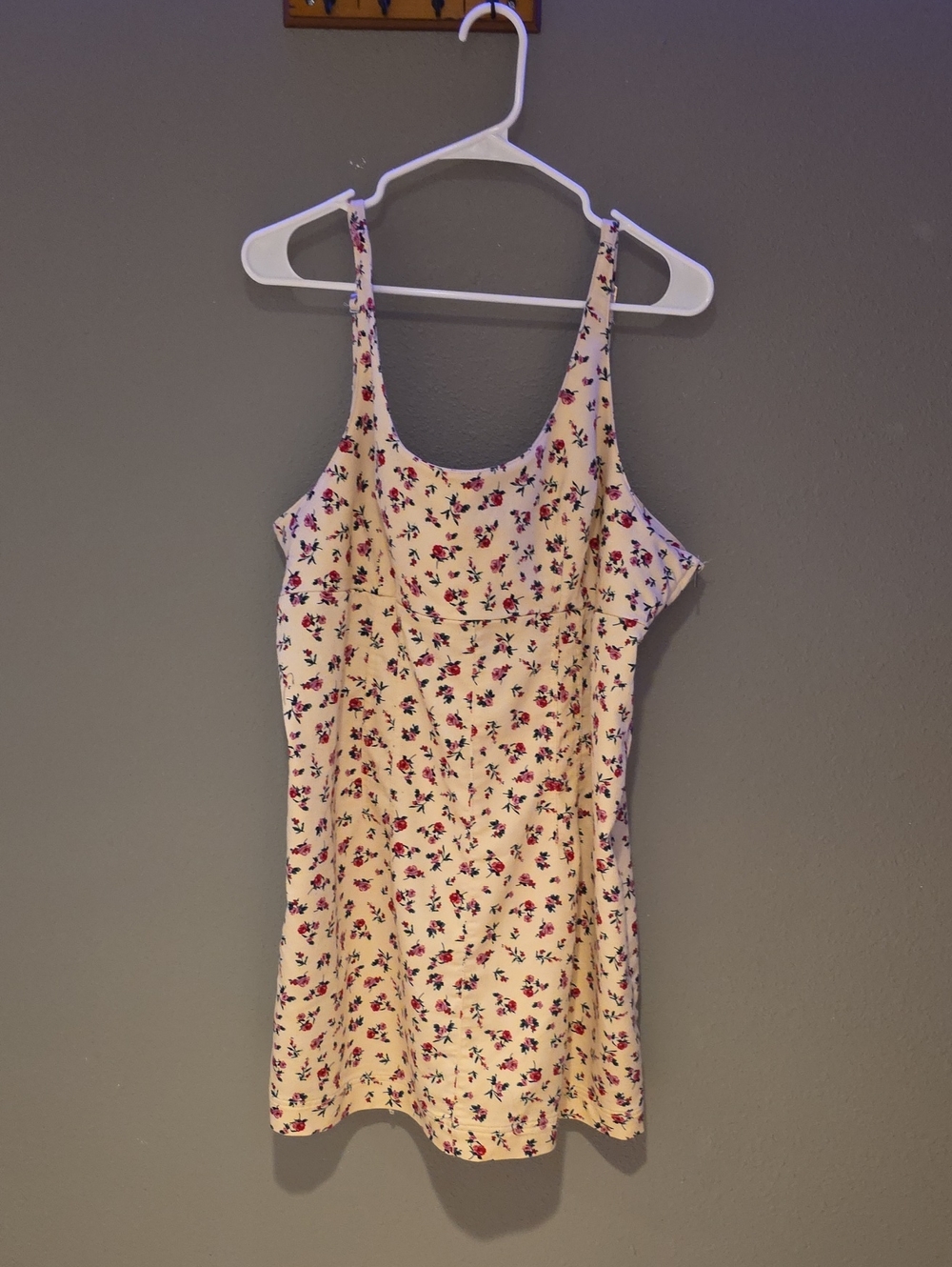 Cream Floral Slip Dress with Pink & Green Bouquet Print